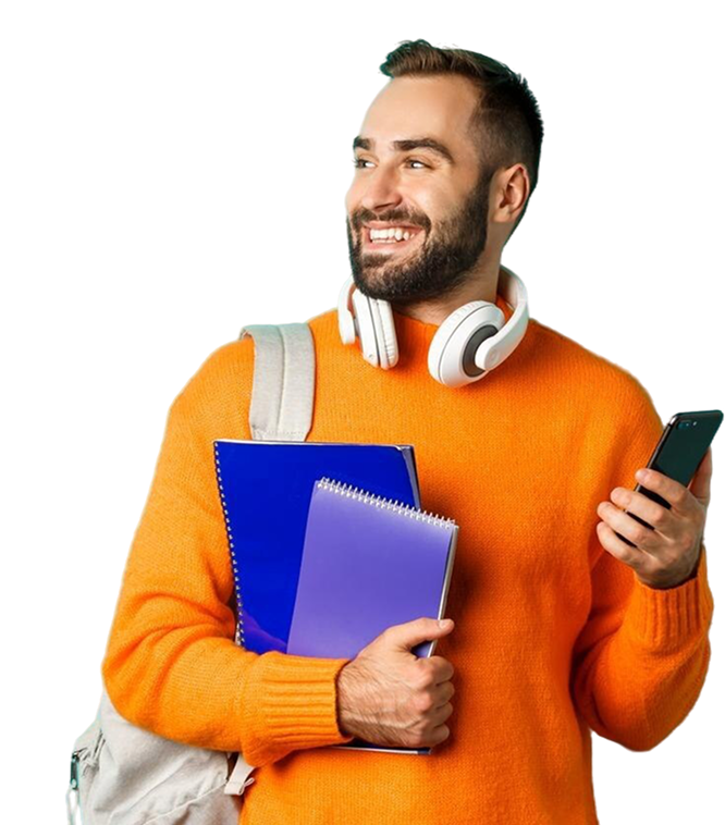 education-handsome-male-student-with-headphones-backpack-using-mobile-phone-holding-notebook